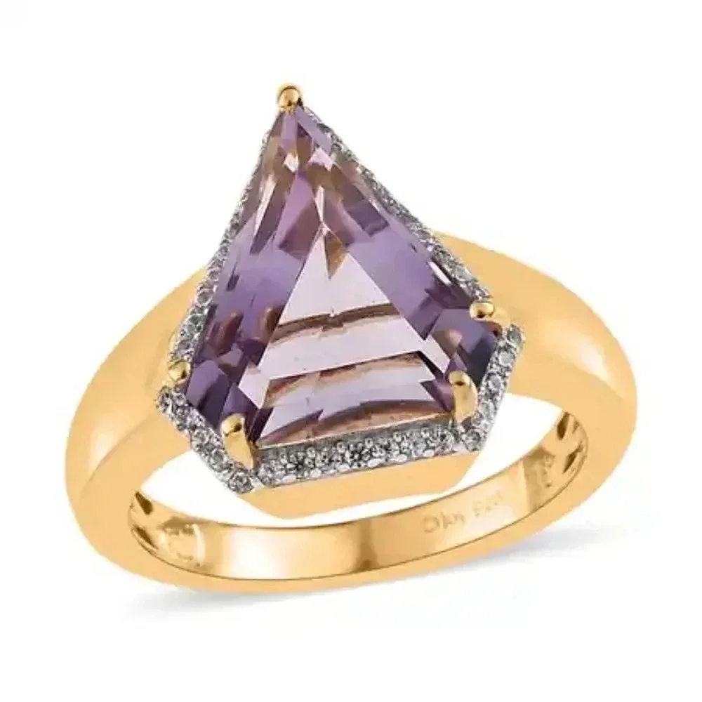 Amethyst & Natural White Zircon Halo Men's Ring.